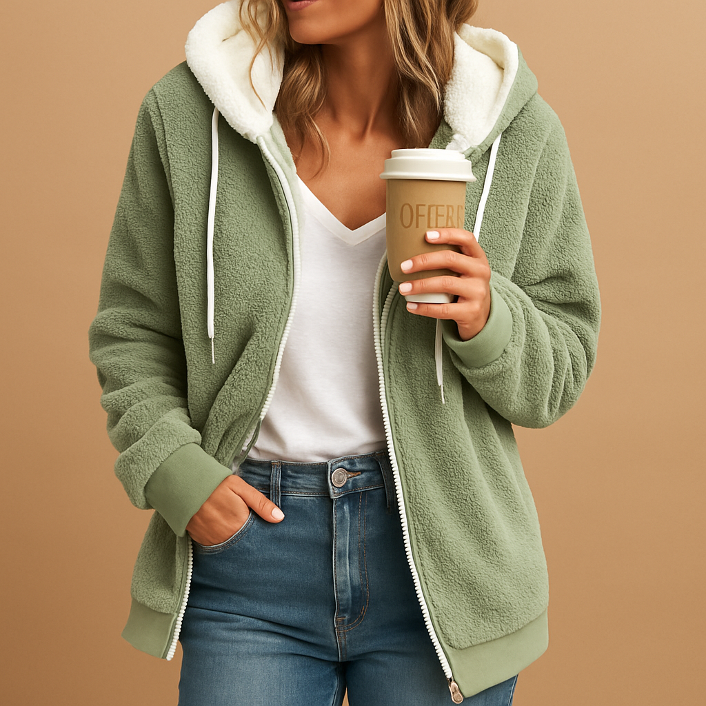 Cozy Sherpa-Lined Zip-Up Hoodie Jacket