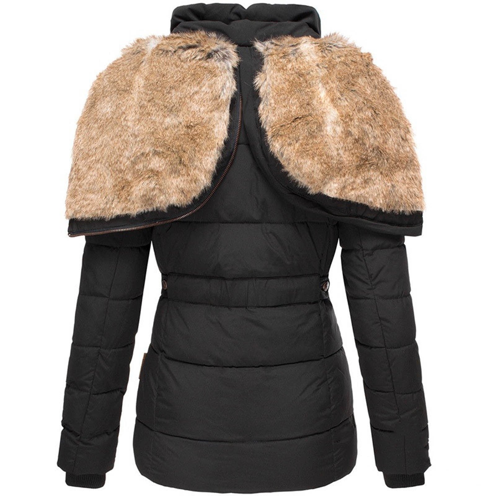 Faux Fur Hooded Puffer Coat for Cozy Winter Everyday Wear