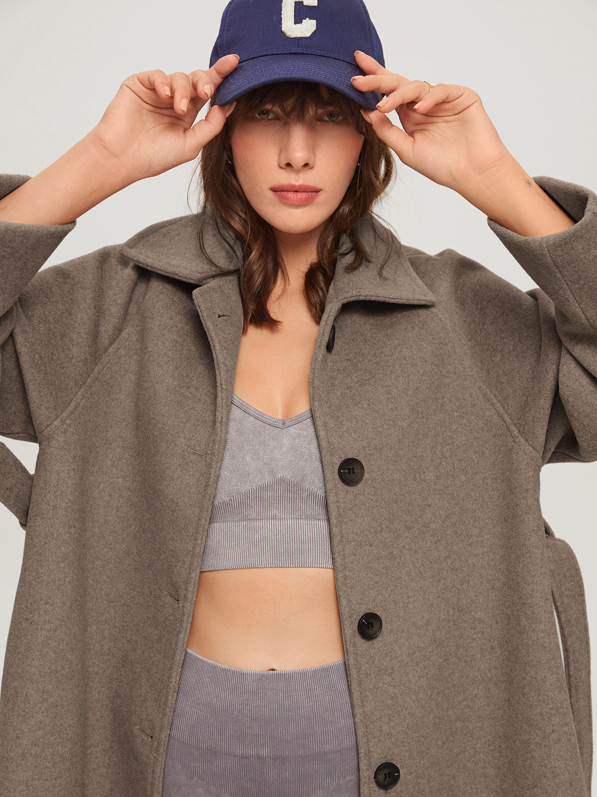 Long Wool Blend Overcoat for Women