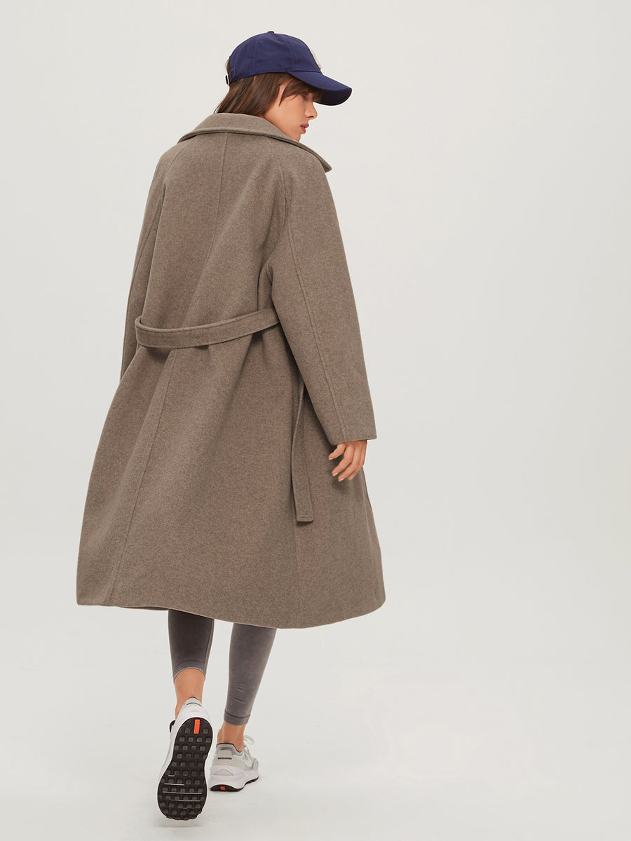 Long Wool Blend Overcoat for Women
