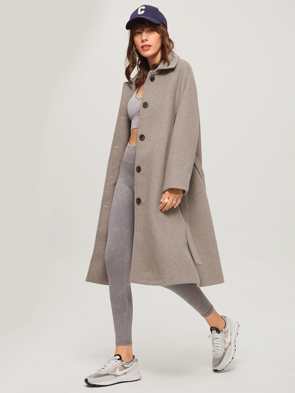 Long Wool Blend Overcoat for Women
