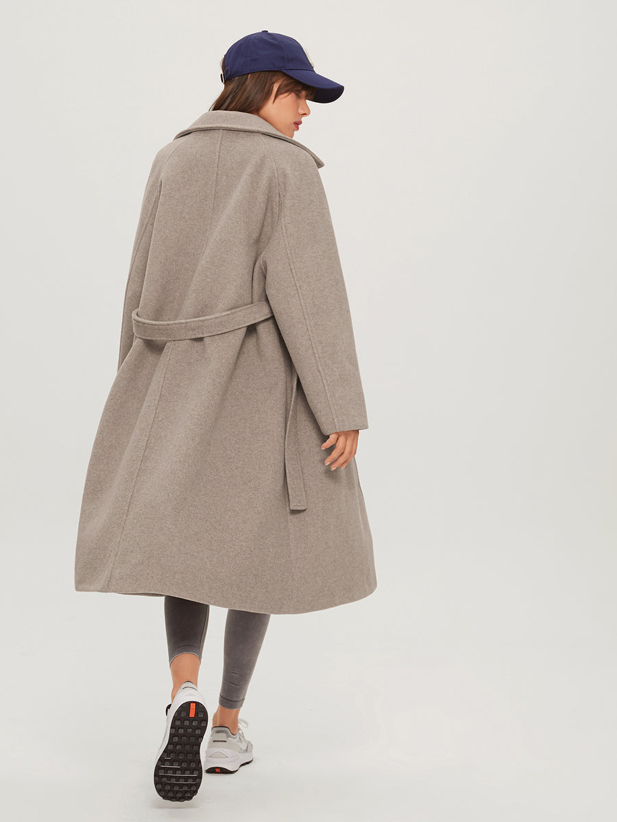 Long Wool Blend Overcoat for Women