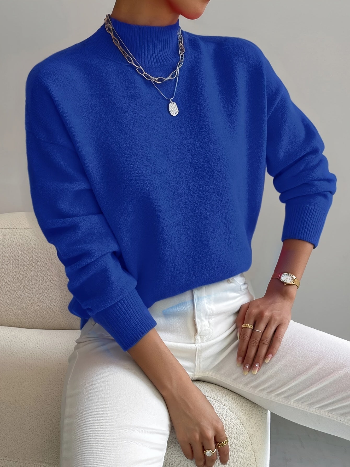Soft High Neck Knit Sweater for Effortless Everyday Comfort