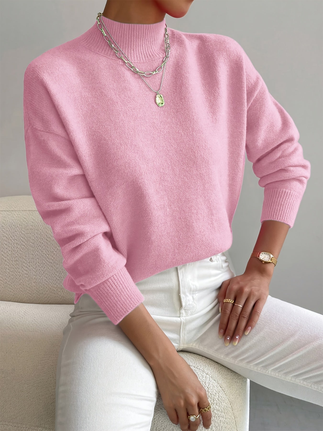 Soft High Neck Knit Sweater for Effortless Everyday Comfort