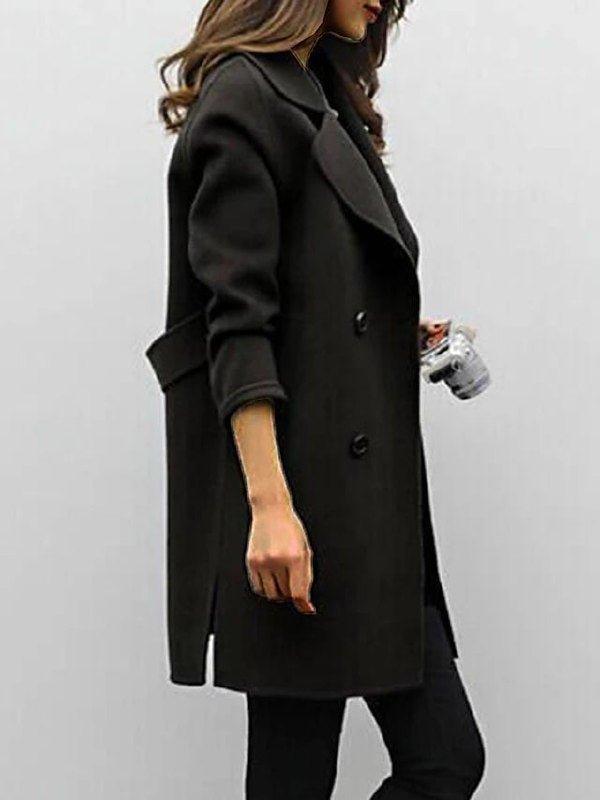 Women’s Long Double-Breasted Blazer Coat with Tailored Fit