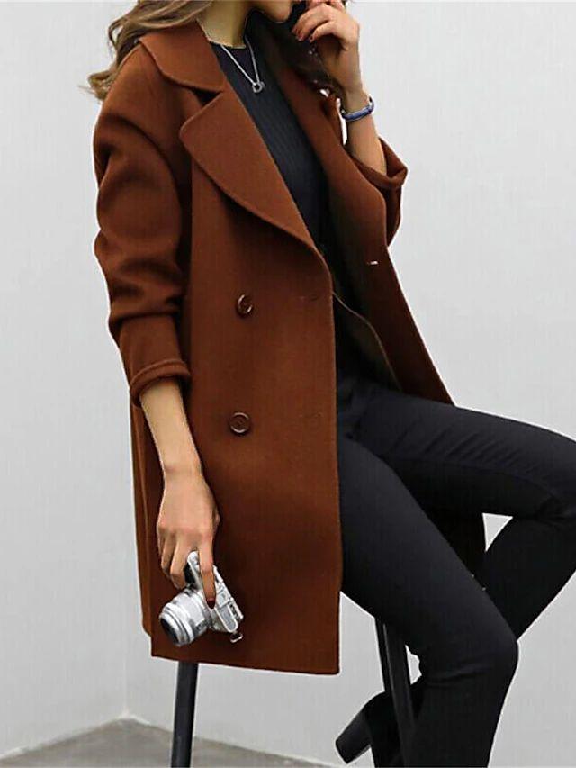 Women’s Long Double-Breasted Blazer Coat with Tailored Fit
