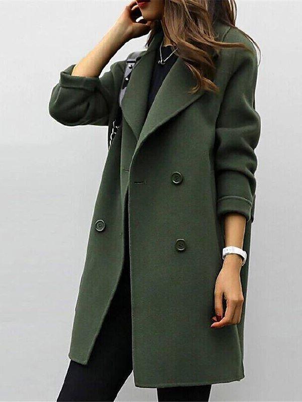 Women’s Long Double-Breasted Blazer Coat with Tailored Fit