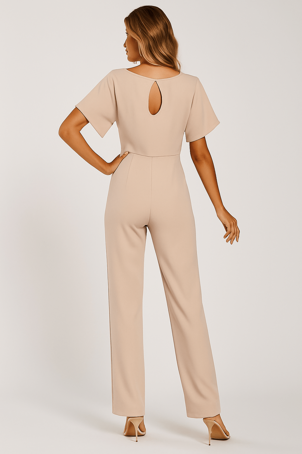 Short Sleeve Belted Wide-Leg Jumpsuit