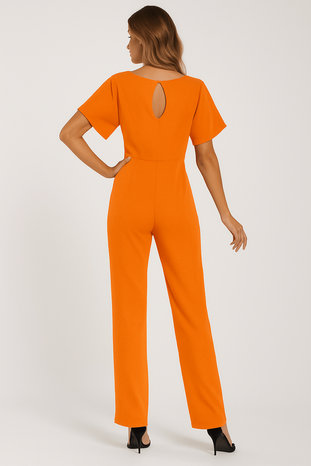 Short Sleeve Belted Wide-Leg Jumpsuit
