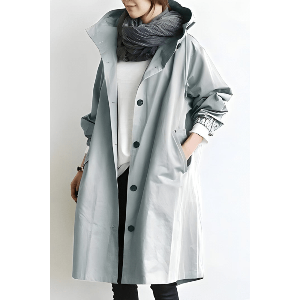 Oversized Hooded Button Front Long Coat for Effortless Layering