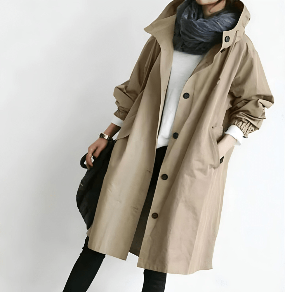 Oversized Hooded Button Front Long Coat for Effortless Layering