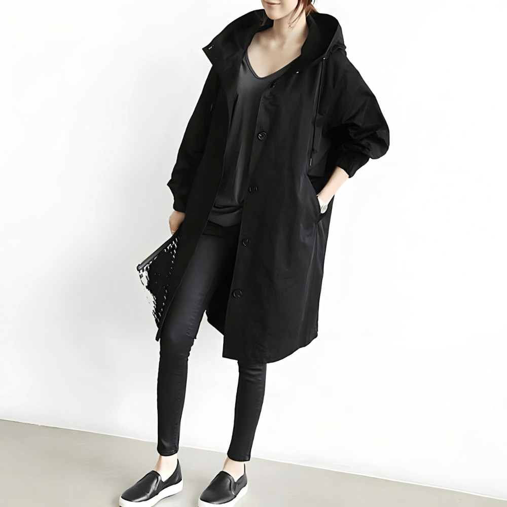 Oversized Hooded Button Front Long Coat for Effortless Layering
