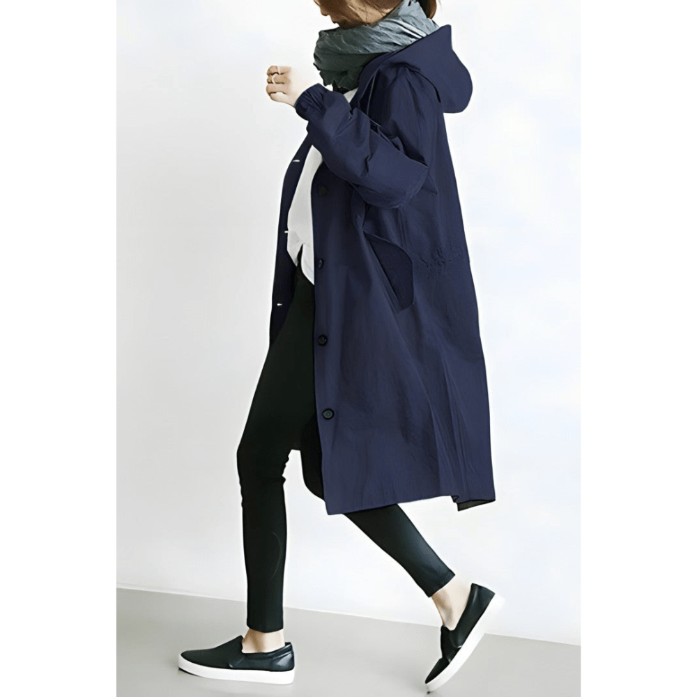 Oversized Hooded Button Front Long Coat for Effortless Layering