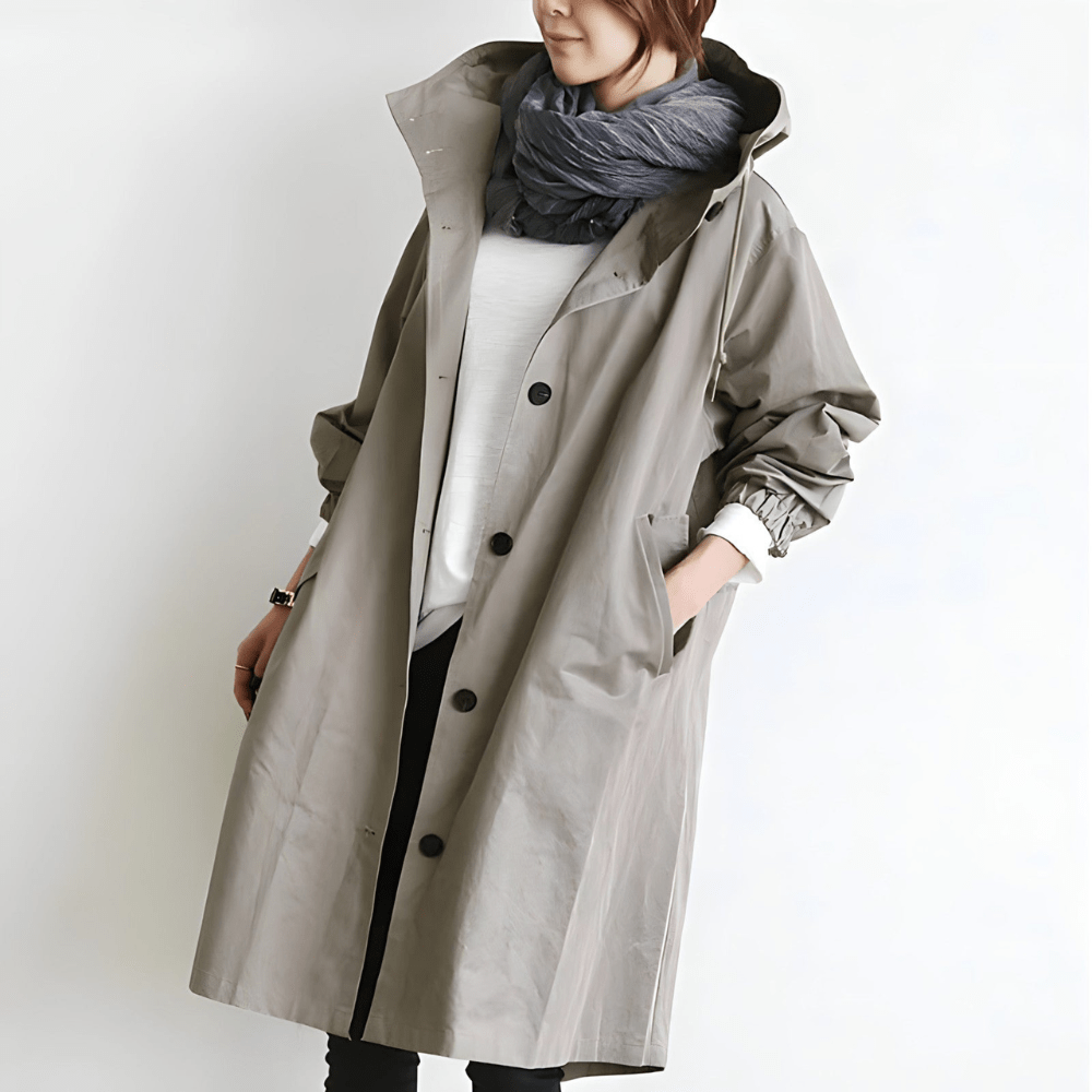 Oversized Hooded Button Front Long Coat for Effortless Layering