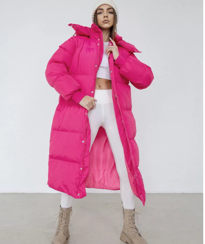 Long Hooded Puffer Coat for Cozy Winter Everyday Wear