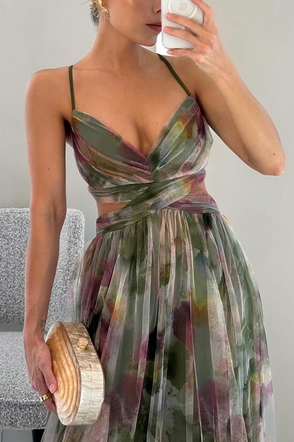 Elegant Strapless Floral Chiffon Maxi Gown with Flowing Skirt