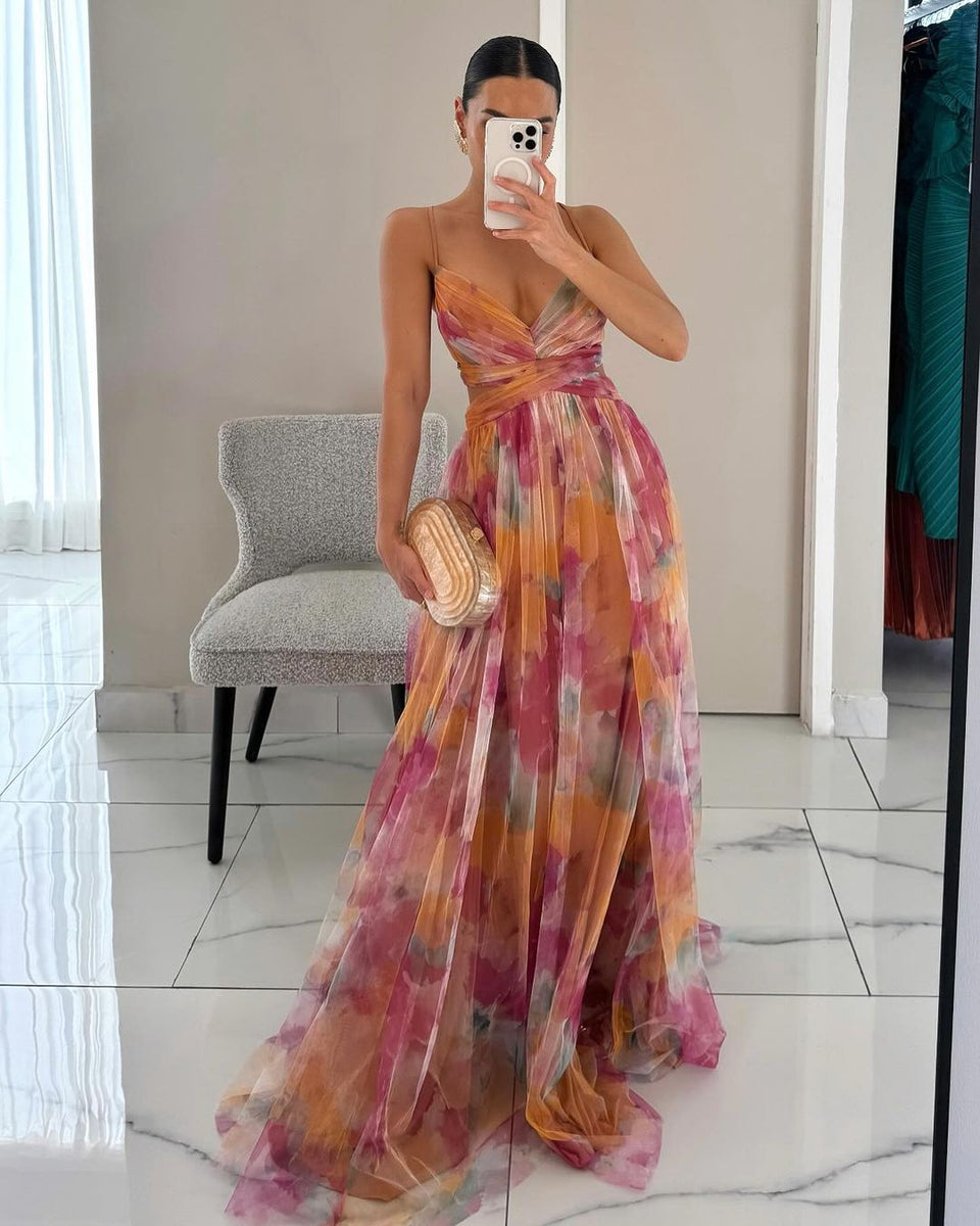 bright flowy maxi dress Bright. Flowing. Elevated. A printed maxi with a smocked bodice  bold,  feminine, and effortlessly polished. Sun-ready. Yellow maxi dress, smocked  summer dress, printed flowy dress #summerstyle #maxidress #femininestyle  #modernlook #effortlessstyle