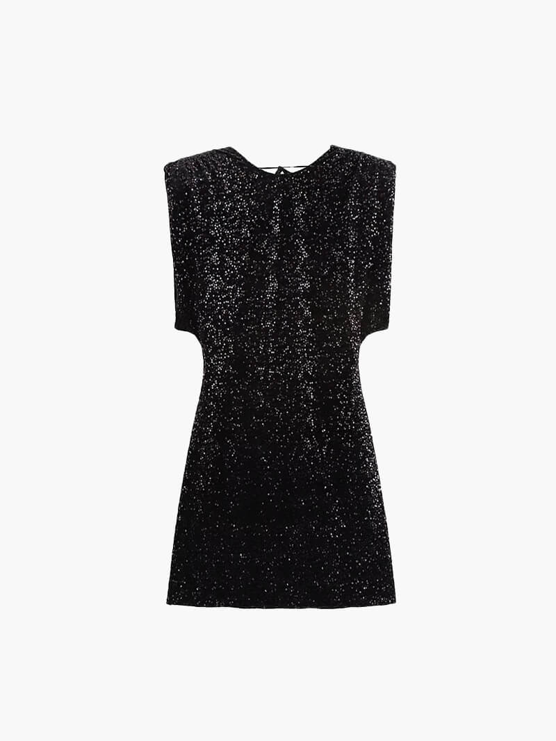Black Sequin Sleeveless Mini Party Dress