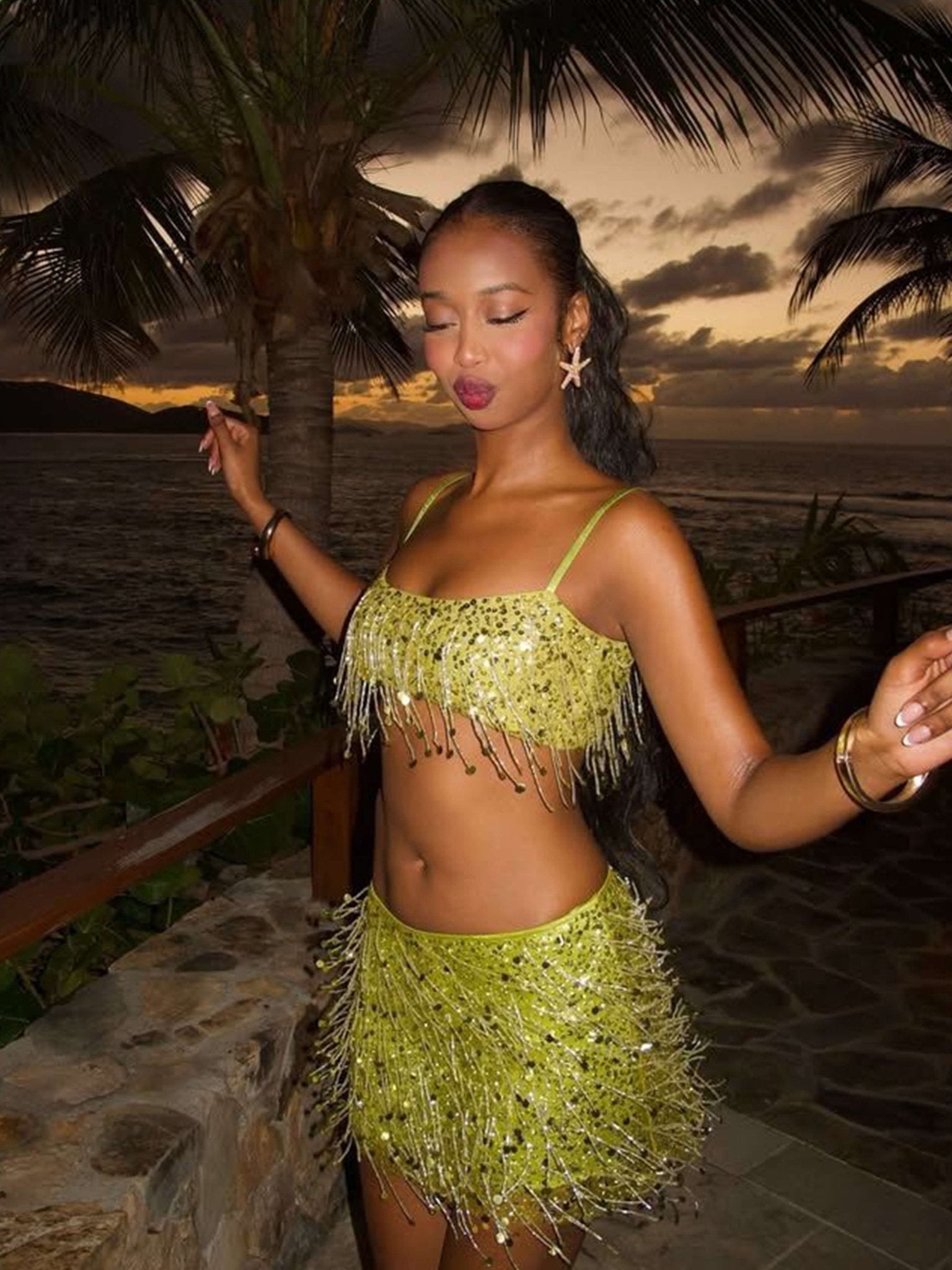 Sequin Fringe Two-Piece Party Set
