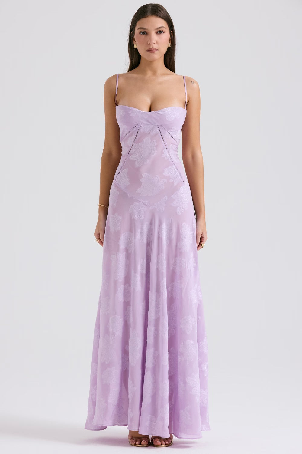Strapless Embroidered A-Line Maxi Dress