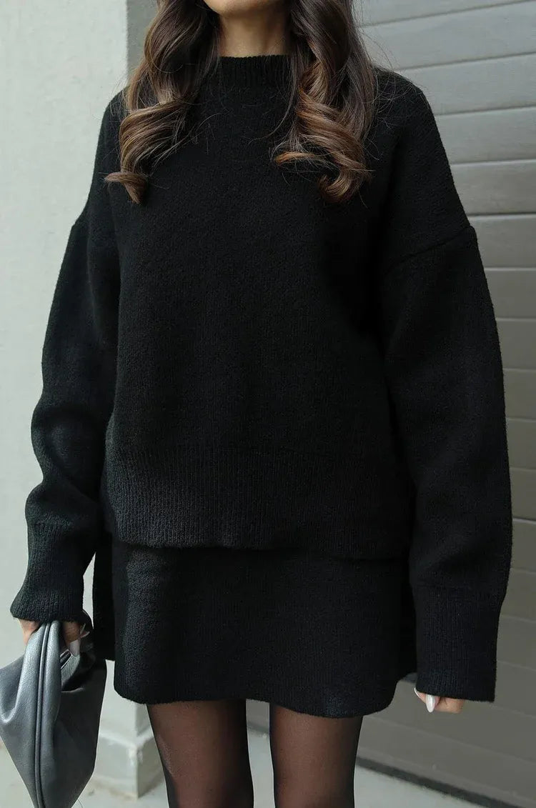 Cozy Knit Sweater and Skirt Set for Women