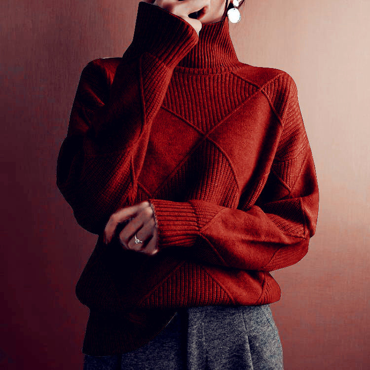 Textured Turtleneck Knit Sweater for Elegant Everyday Comfort