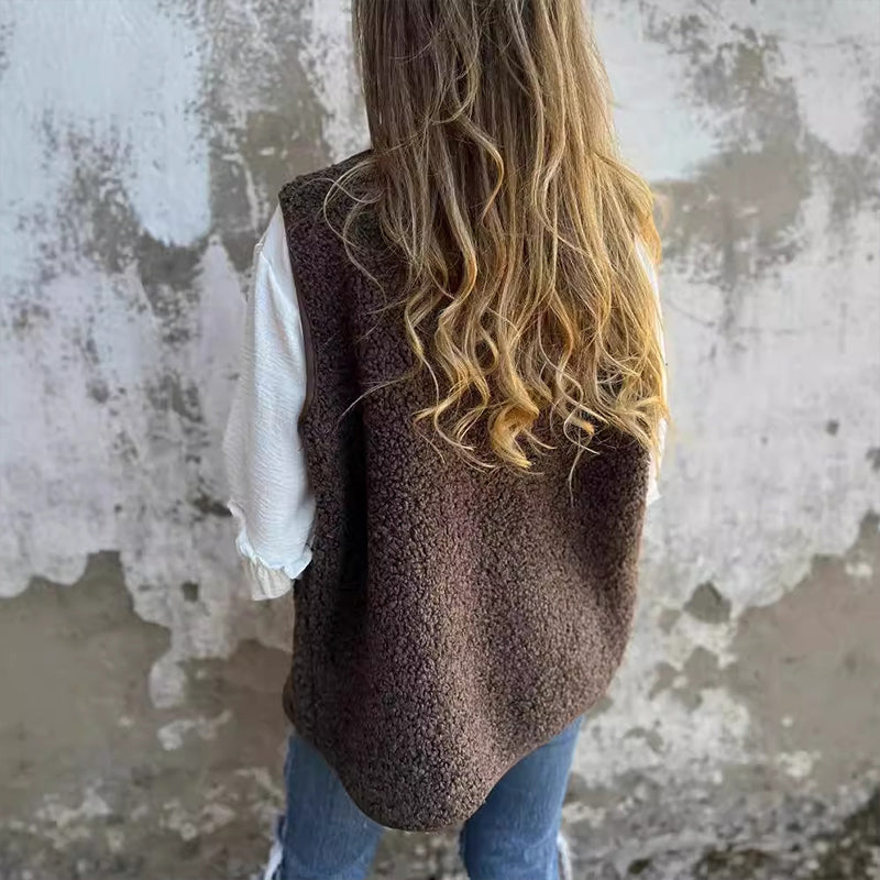 Cozy Sherpa Button-Down Fleece Vest