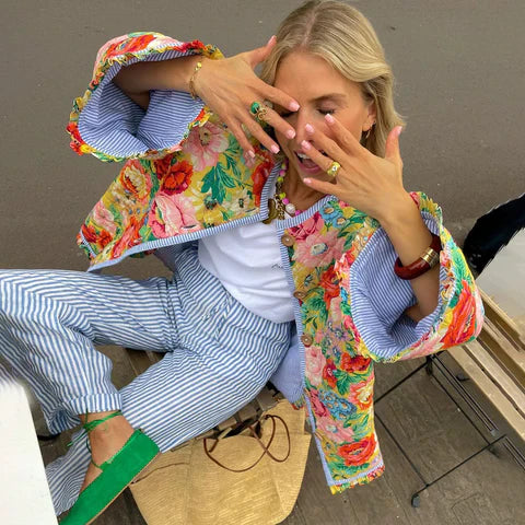 Floral Oversized Bomber Jacket for Women