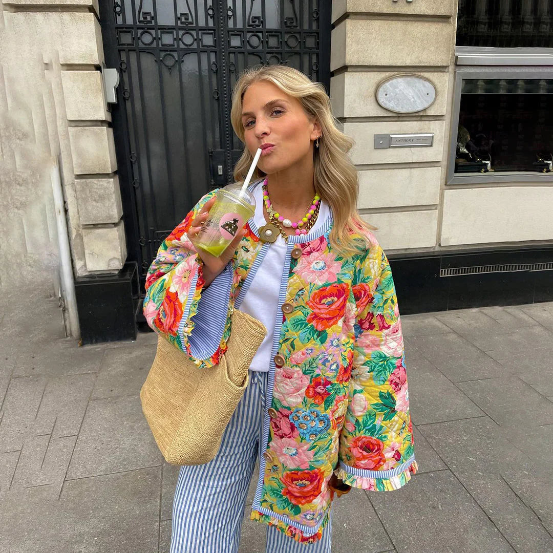 Floral Oversized Bomber Jacket for Women