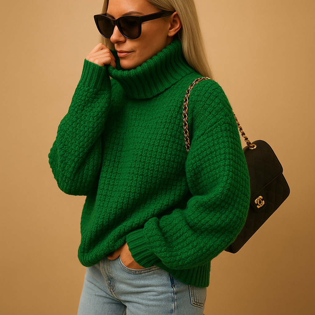 Chunky Turtleneck Knit Sweater – Cozy Warm Winter Pullover