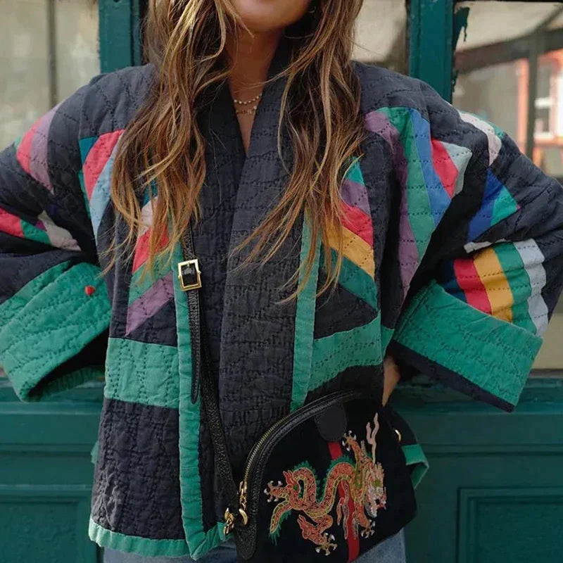 Color Block Boho Knit Cardigan for Women